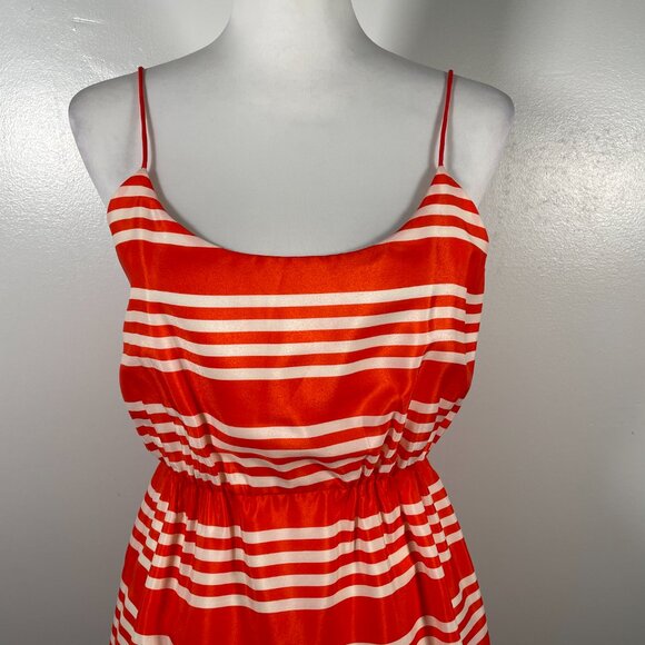 J Crew Orange White Striped Scoop Neck Sleeveless Elastic Waist Dress Size 4 - Picture 3 of 16
